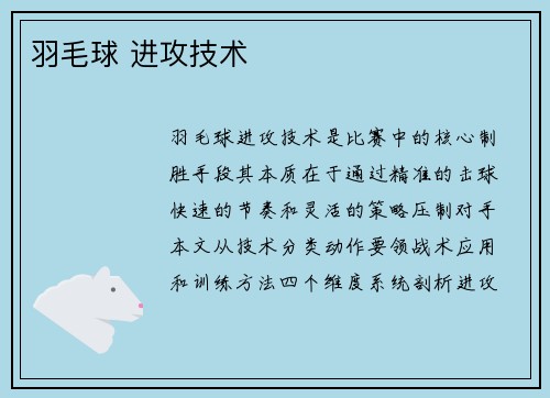 羽毛球 进攻技术